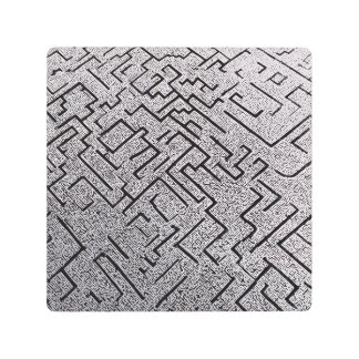 Intricate Black & White Labyrinth Maze Metal Print