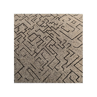 Intricate Black & White Labyrinth Maze Wood Wall Art