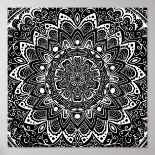 Intricate Black White Mandala Wall Art Spiritual