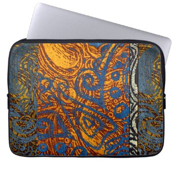Intricate Blue And Orange Tribal Mehndi Laptop Sleeve by Rage_Case at Zazzle