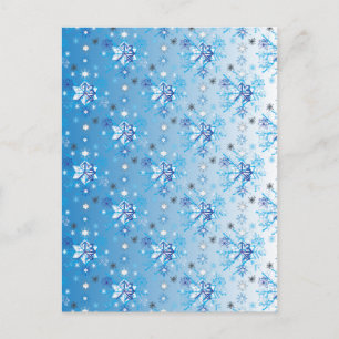 Intricate blue and white stars and snowflakes postcard
