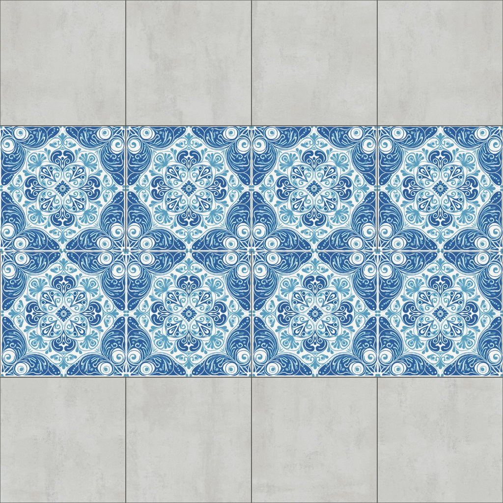 Intricate Blue and White tile with Floral motif