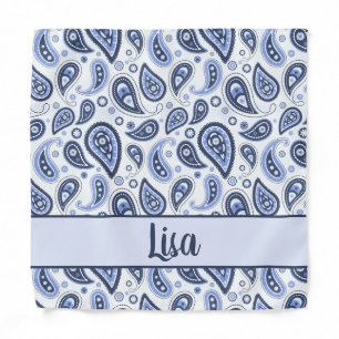 Intricate Blue Floral Paisley Print Design Bandana