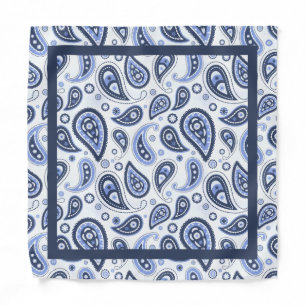 Intricate Blue Floral Paisley Print Design Bandana