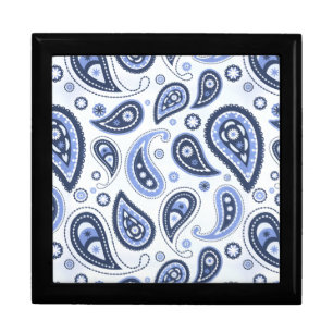 Intricate Blue Floral Paisley Print Design Gift Box