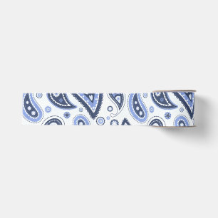 Intricate Blue Floral Paisley Print Design Grosgrain Ribbon