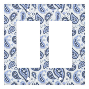 Intricate Blue Floral Paisley Print Design Light Switch Cover