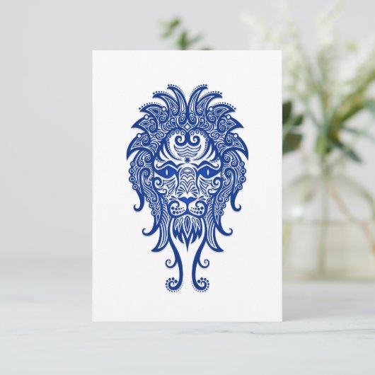 Intricate Blue Leo Zodiac on White (Standing Front)