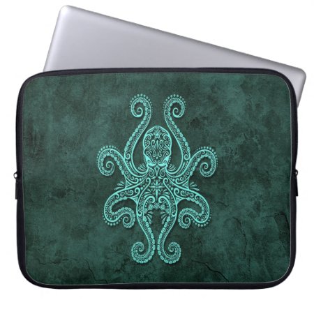 Intricate Blue Stone Octopus Laptop Sleeve