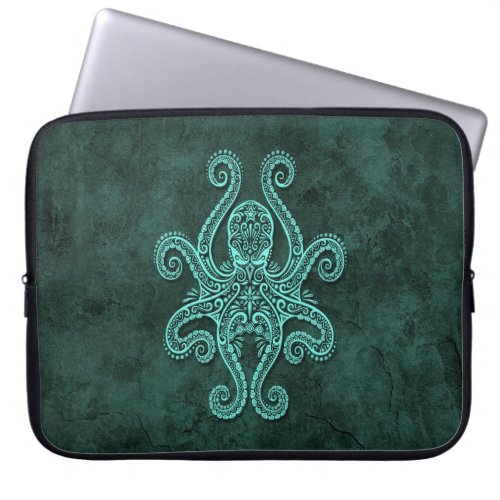 Intricate Blue Stone Octopus Laptop Sleeve