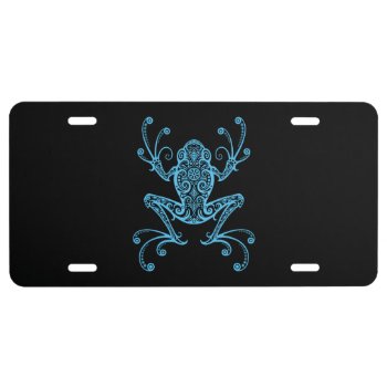 Intricate Blue Tree Frog License Plate by JeffBartels at Zazzle