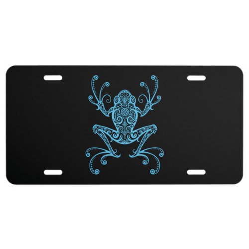 Intricate Blue Tree Frog License Plate