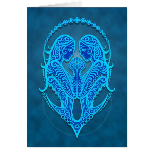 Intricate Blue Tribal Gemini Cards (Front)