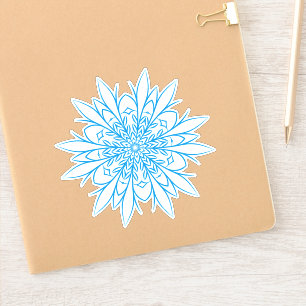 Intricate Blue Winter Mandala Snowflake Sticker