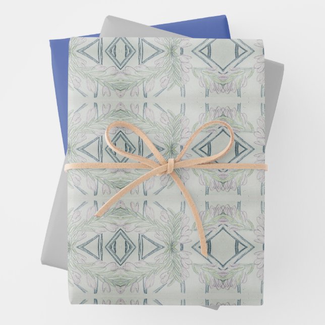Intricate Blue   Wrapping Paper Sheets (In situ)