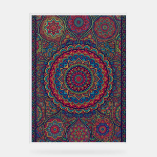Intricate Bohemian Turquoise And Pink Mandala Art Acrylic Sign