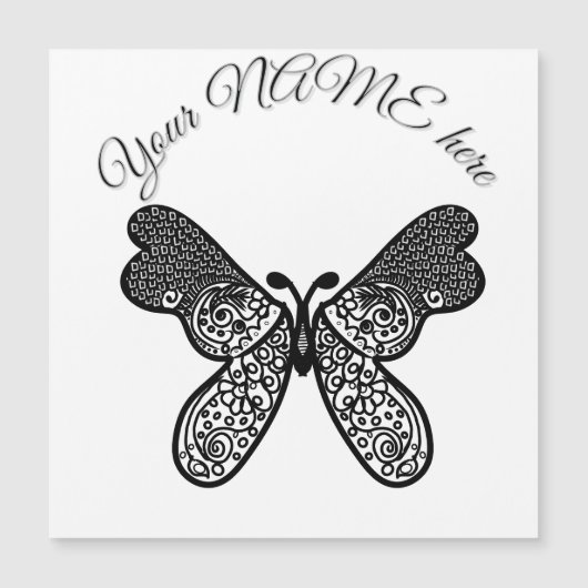 Intricate Boho Mandala Butterfly Black and White A (Front)