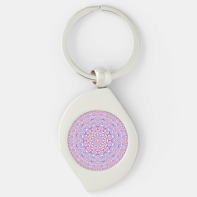 Intricate Bold Groovy Boho Hippie Abstract Mandala Keychain (Front)