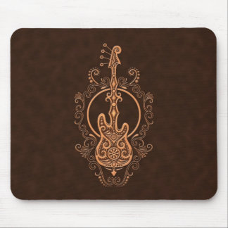 Intricate Brown Bass Guitar Design Mouse Pad