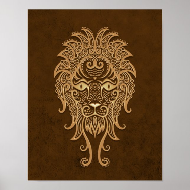 Intricate Brown Leo Zodiac Poster (Front)