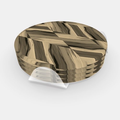Intricate Brown Marble Pattern Coaster Set