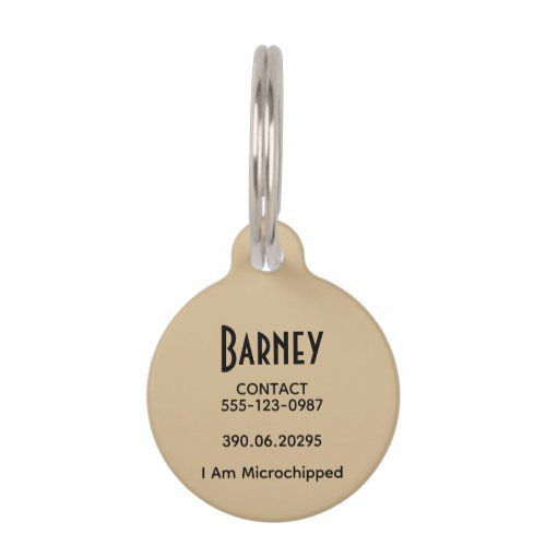 Intricate Brown Marble Pattern Information Numbers Pet ID Tag