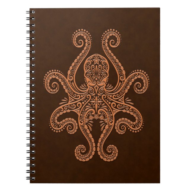 Intricate Brown Octopus Notebook (Front)