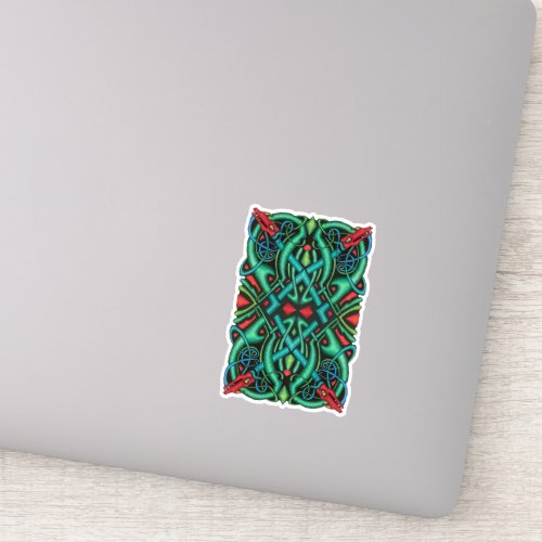 Intricate Celtic Dragon Knot Jewel Tone Colors Sticker