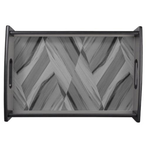 Intricate Charcoal Marble Pattern  Serving Tray