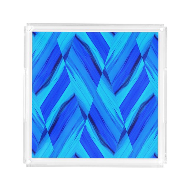 Intricate Cobalt Blue Marble Pattern Acrylic Tray (Front)