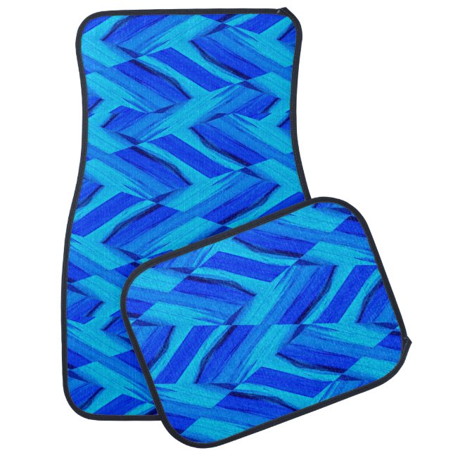 Intricate Cobalt Blue Marble Pattern Car Floor Mat (Set)