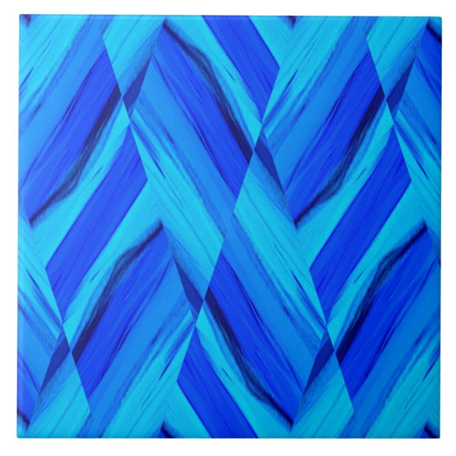 Intricate Cobalt Blue Marble Pattern Ceramic Tile (Front)