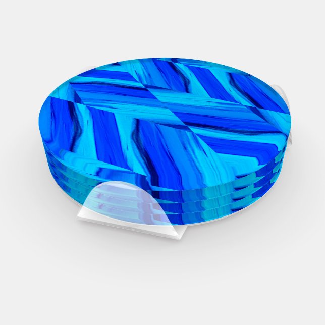 Intricate Cobalt Blue Marble Pattern Coaster Set (Set)