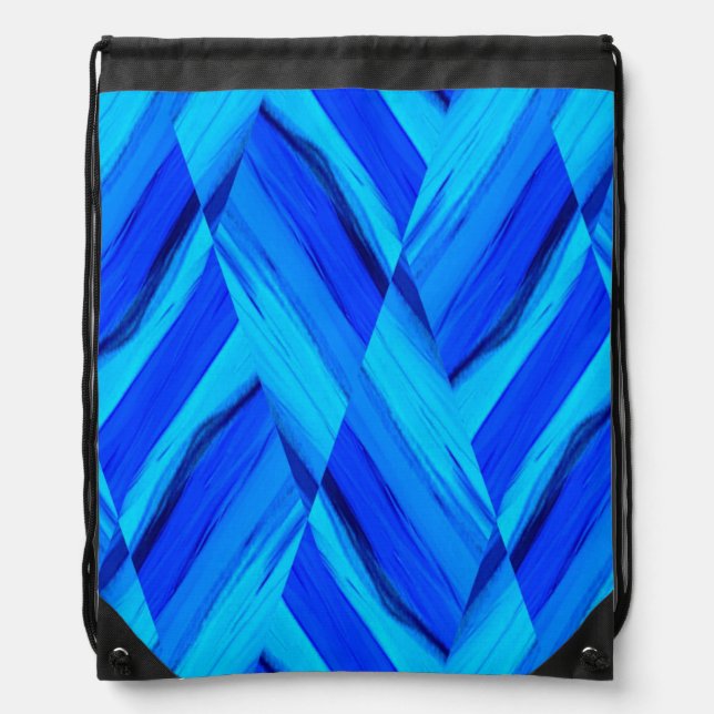Intricate Cobalt Blue Marble Pattern Drawstring Bag (Front)