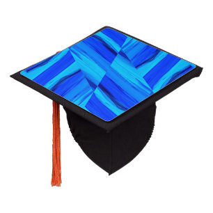 Intricate Cobalt Blue Marble Pattern Graduation Cap Topper