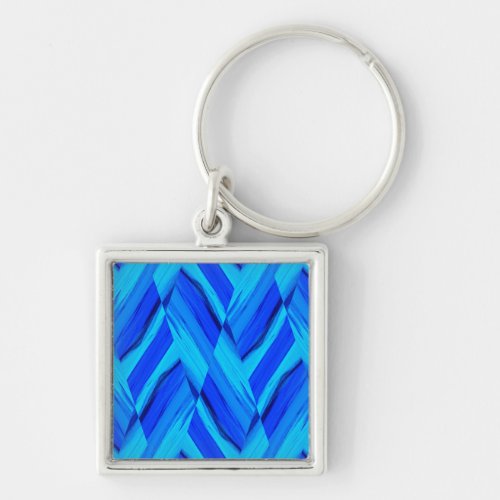 Intricate Cobalt Blue Marble Pattern Keychain