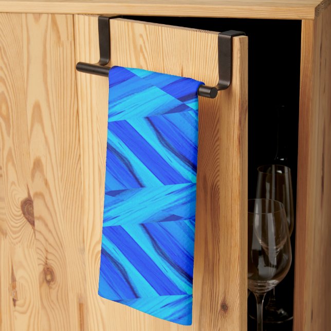 Intricate Cobalt Blue Marble Pattern Kitchen Towel (Thirds Fold)