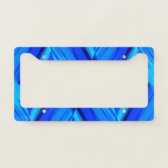 Intricate Cobalt Blue Marble Pattern License Plate Frame (Front)