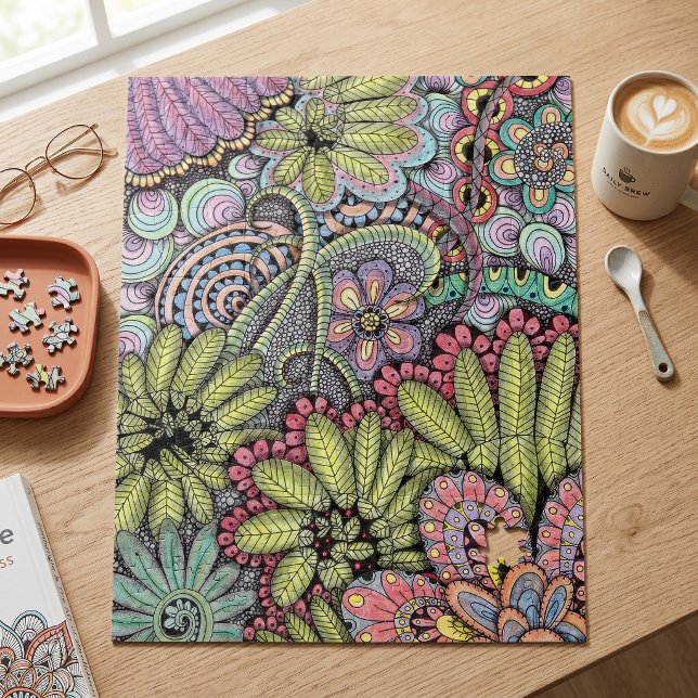 Intricate Colorful Floral Doodle Art Pattern Jigsaw Puzzle (Creator Uploaded)