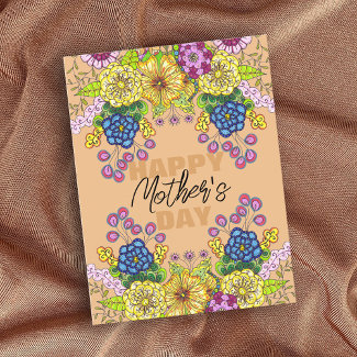 Intricate Colorful Flowers Foliage Mother's Day