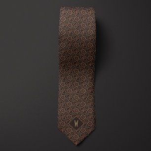 Intricate Copper on Black Mandala Groomsman Neck Tie