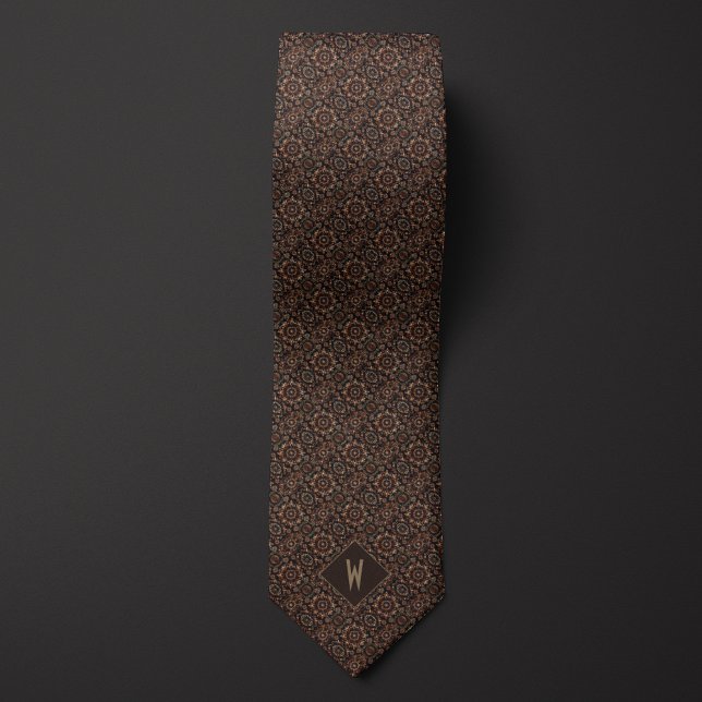 Intricate Copper on Black Mandala Groomsman Neck Tie (Creator Uploaded)