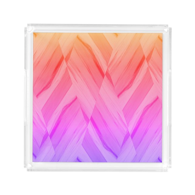 Intricate Coral and Pink Hues Marble Pattern Acrylic Tray (Front)