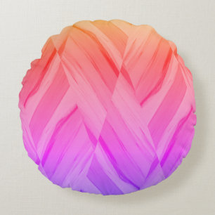 Intricate Coral and Pink Hues Marble Pattern Round Pillow