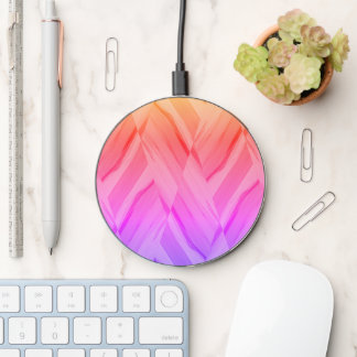 Intricate Coral and Pink Hues Marble Pattern Wireless Charger