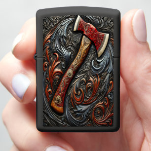 Intricate Craftsmanship of a Fireman's Axe Art Zippo Lighter
