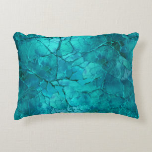 Intricate Craks, Lines in Teal and Turquoise Accent Pillow