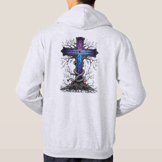 Intricate Cross of Tree Branches Hoodie (Back)