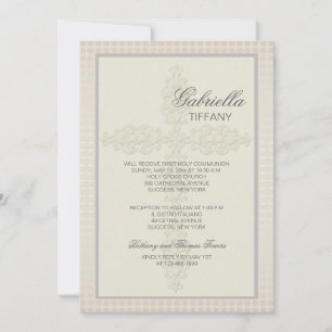 Intricate Cross (Peach) Religious Invitation