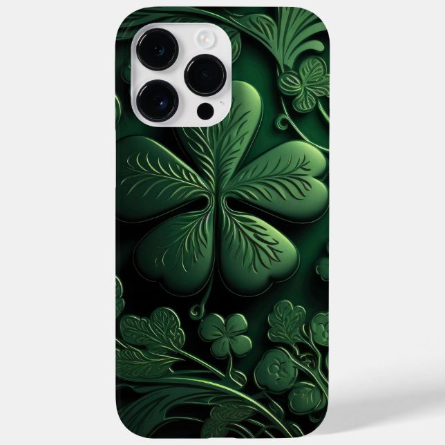 INTRICATE DARK GREEN IRISH SHAMROCKS Case-Mate iPhone CASE (Back)
